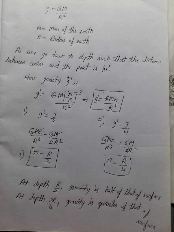 At what depth down the earth's surface the value of acceleration due to