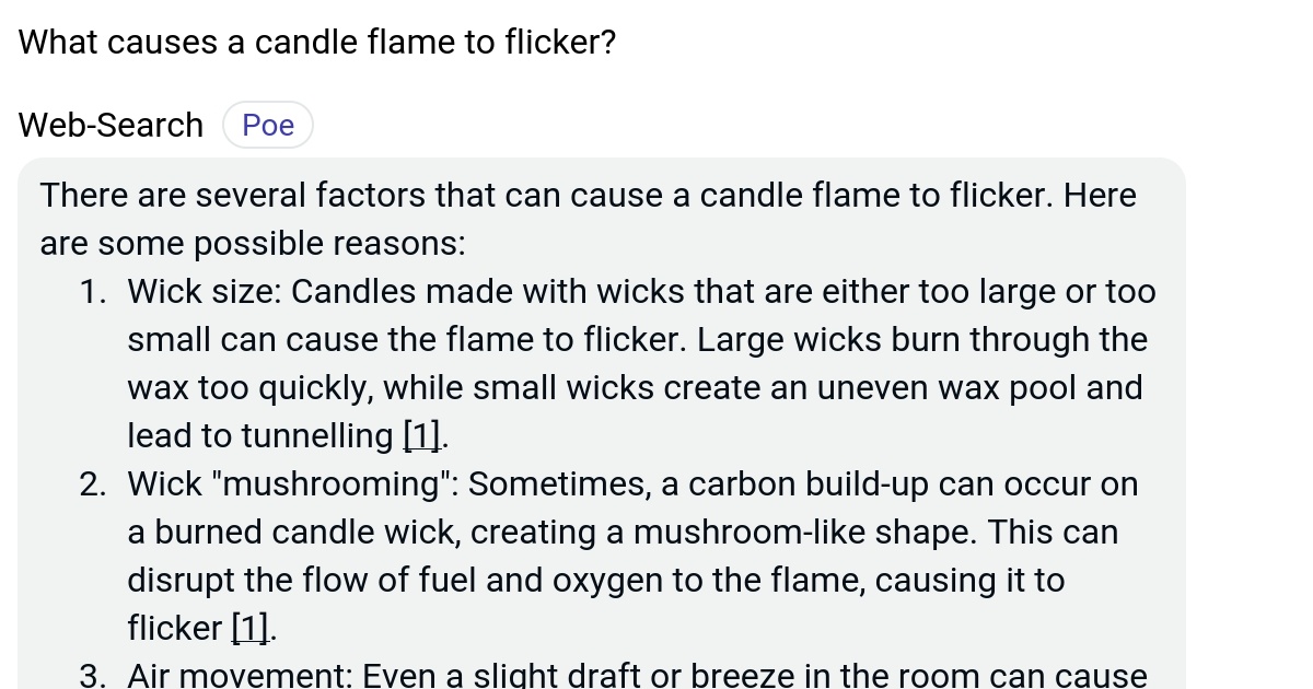 What causes a candle flame to flicker? Poe