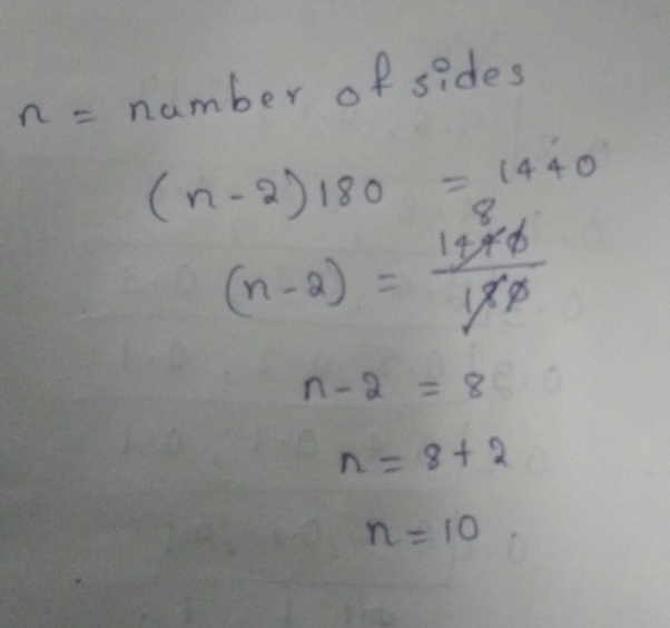 Each Of The Interior Angles Of A Regular Polygon Is 140°. Calculate The