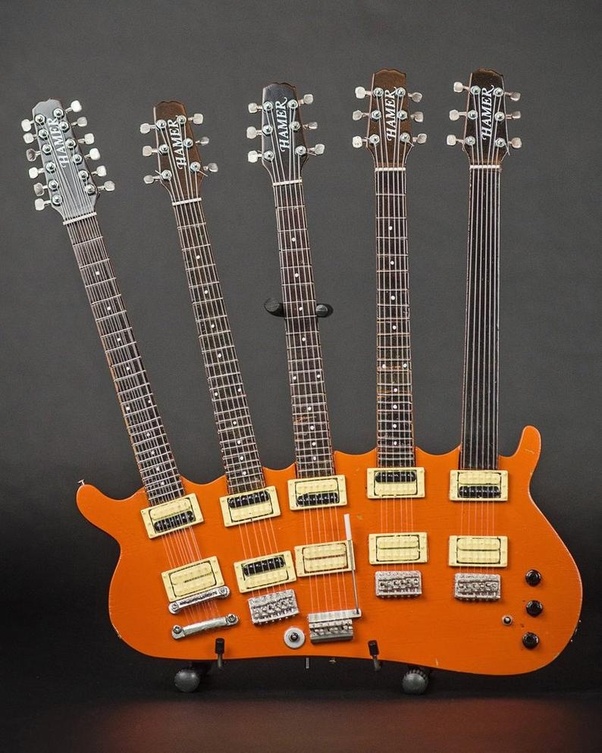 Which guitar has the most strings, and what tuning does it typically