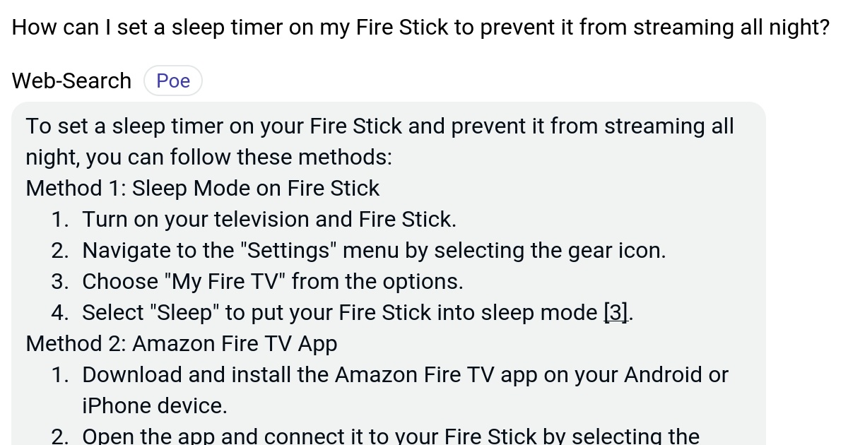 How can I set a sleep timer on my Fire Stick to prevent it from