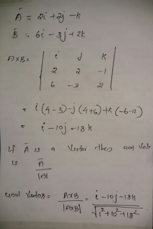 What is the number of a unit vector perpendicular to the following