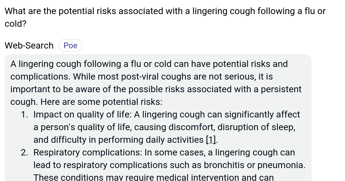 What are the potential risks associated with a lingering cough