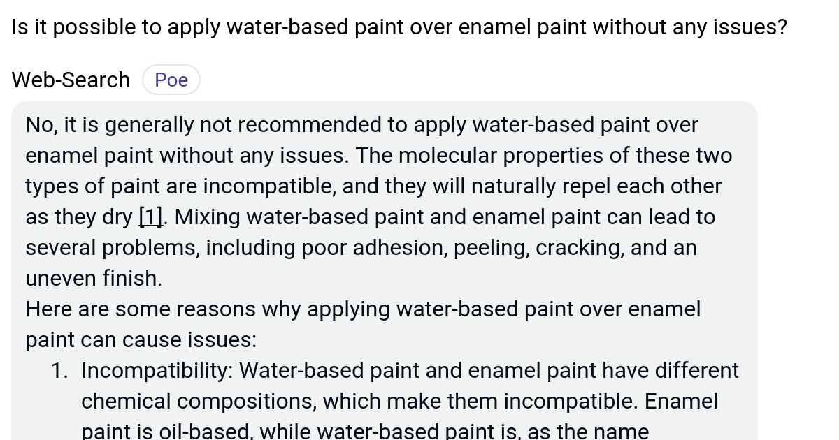 Is it possible to apply waterbased paint over enamel paint without any