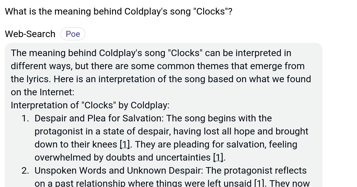 What is the meaning behind Coldplay's song "Clocks"? Poe