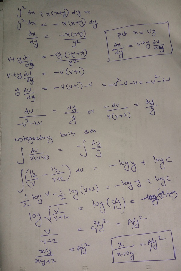 How to solve this homogeneous differential equation y^2dx+x(x+y) dy=0