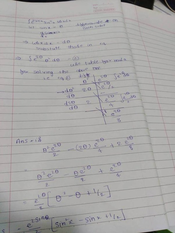 How To Integrate Math Int E Sin 2 X Cos X Dx Math Quora