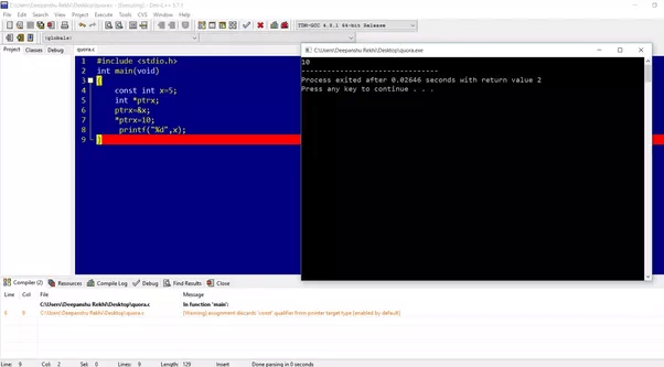 What's wrong with this C code using const int? Quora