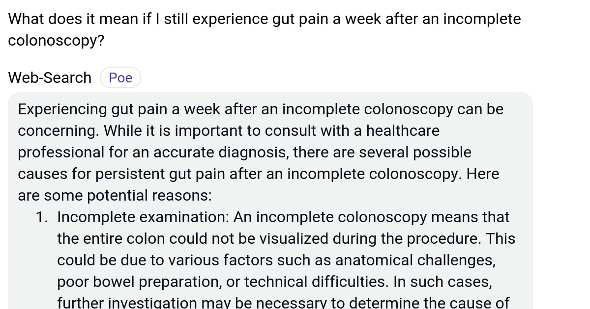 What does it mean if I still experience gut pain a week after an