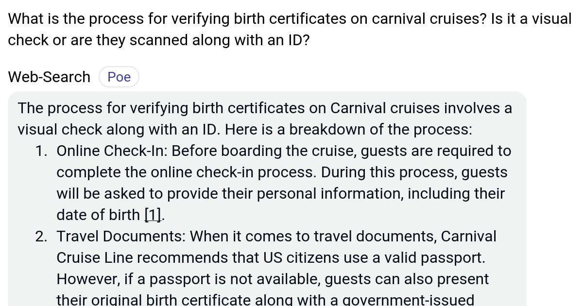 What is the process for verifying birth certificates on carnival