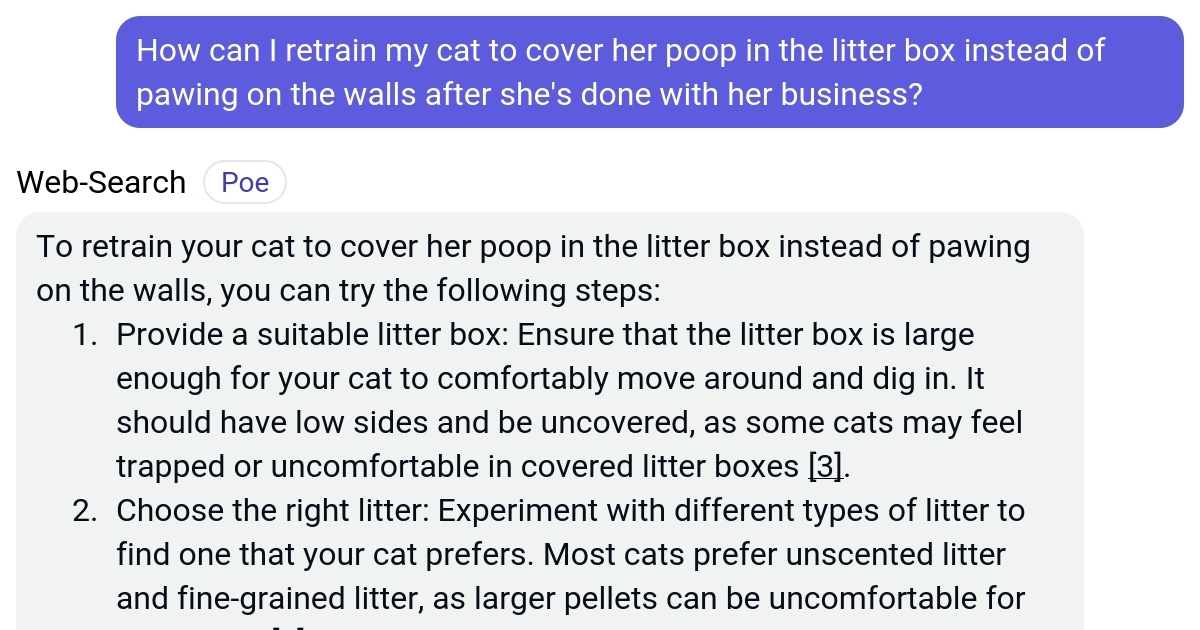 How can I retrain my cat to cover her poop in the litter box instead of
