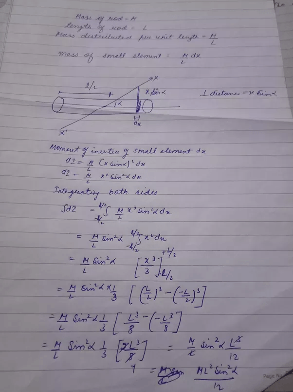 What is the moment of inertia of a Rod over an axis X'X passing through