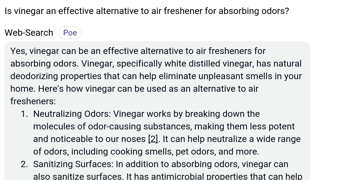 Is vinegar an effective alternative to air freshener for absorbing