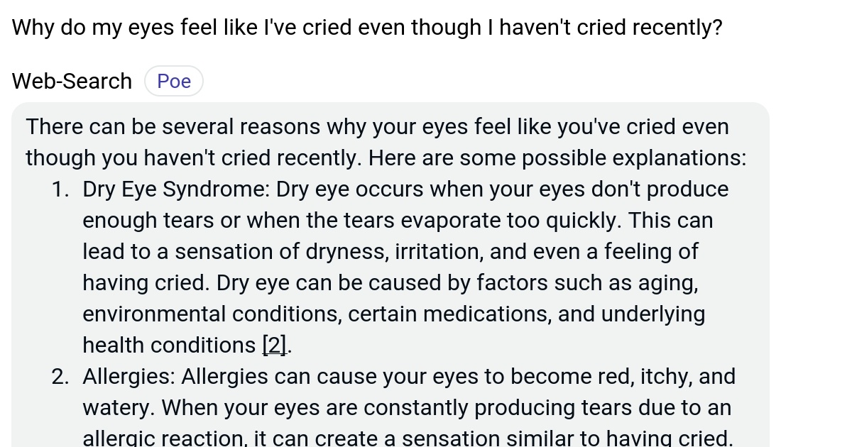 Why do my eyes feel like I've cried even though I haven't cried