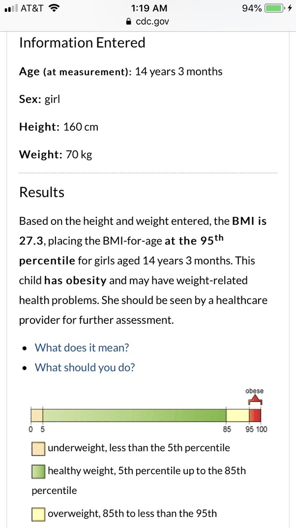 Can a 14 year old girl be healthy at 70kg and 160cm? I don't have a lot