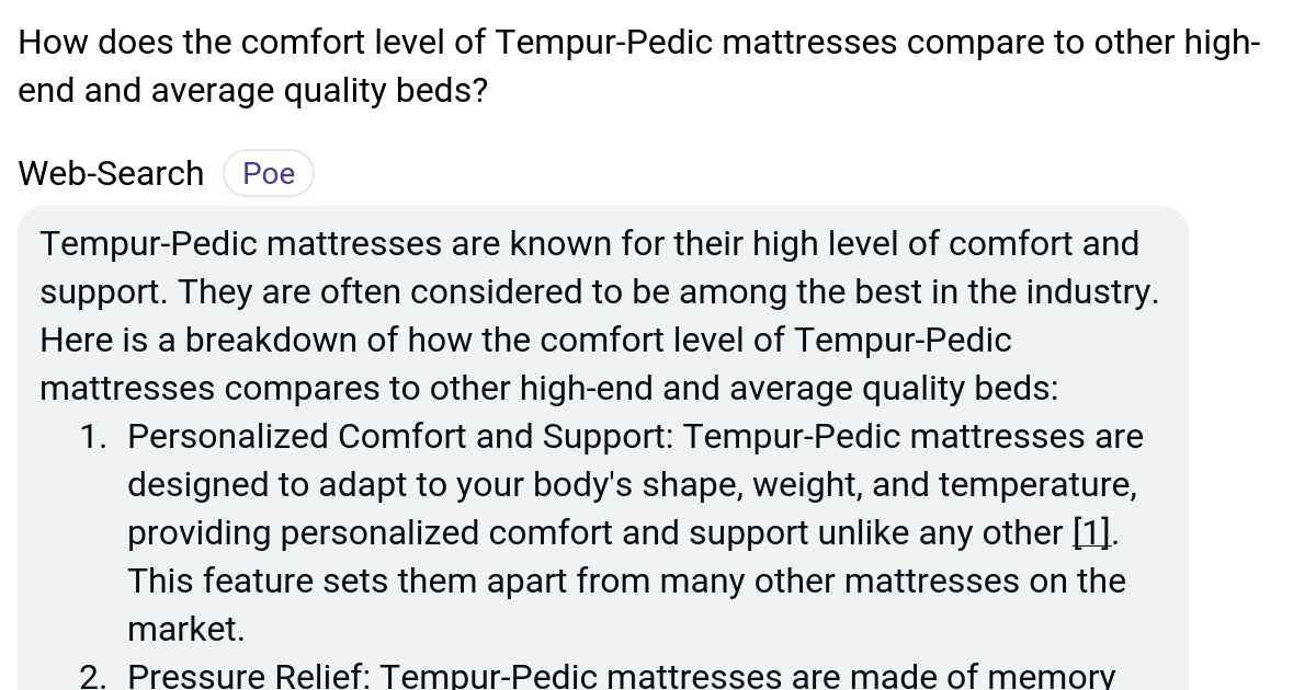 How does the comfort level of TempurPedic mattresses compare to other