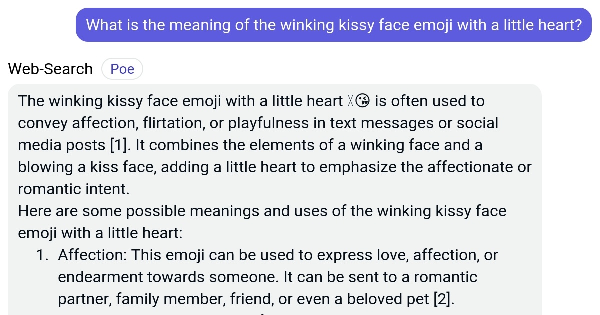 What is the meaning of the winking kissy face emoji with a little heart