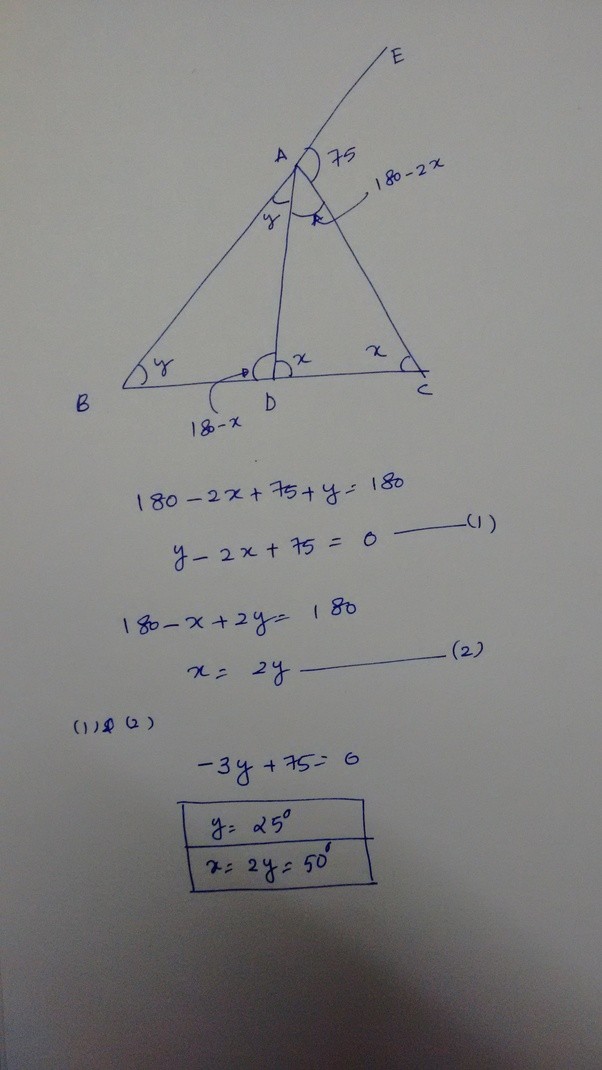 ABC is a triangle. A touches BC at D. Angle EAC is an