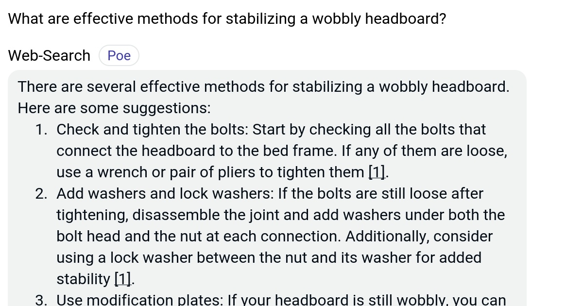 What are effective methods for stabilizing a wobbly headboard? Poe
