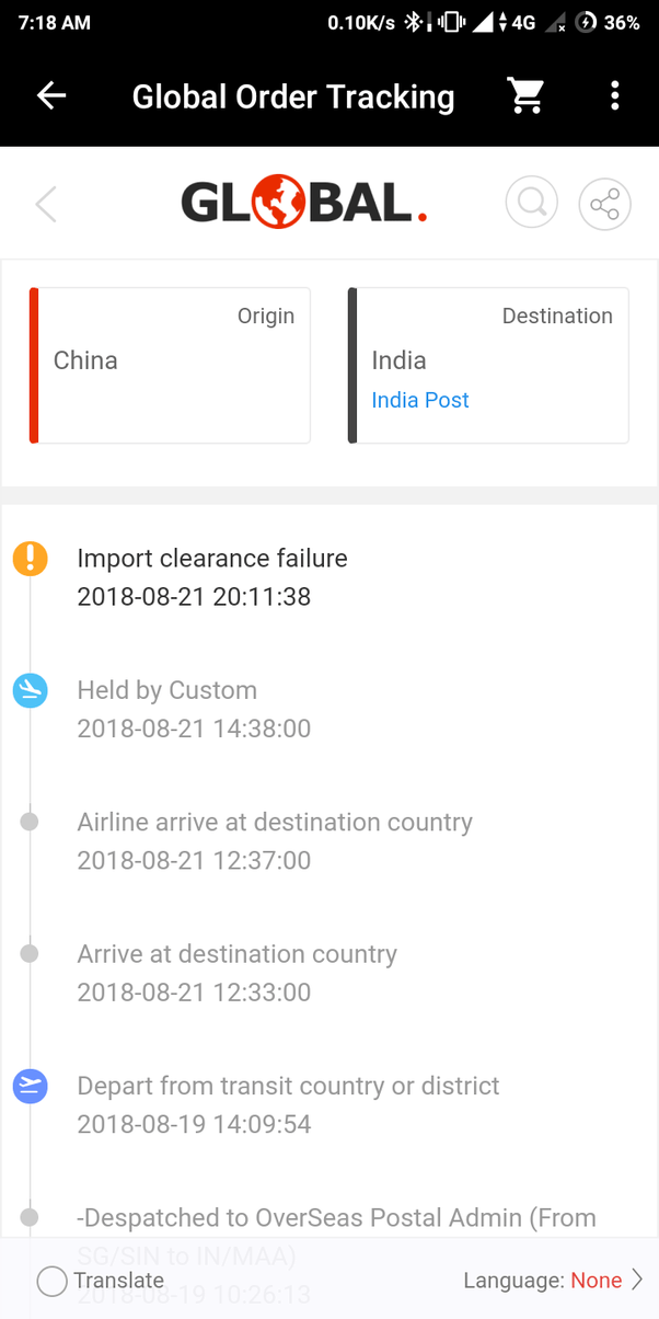 I ordered from AliExpress but the tracking site says it is held by