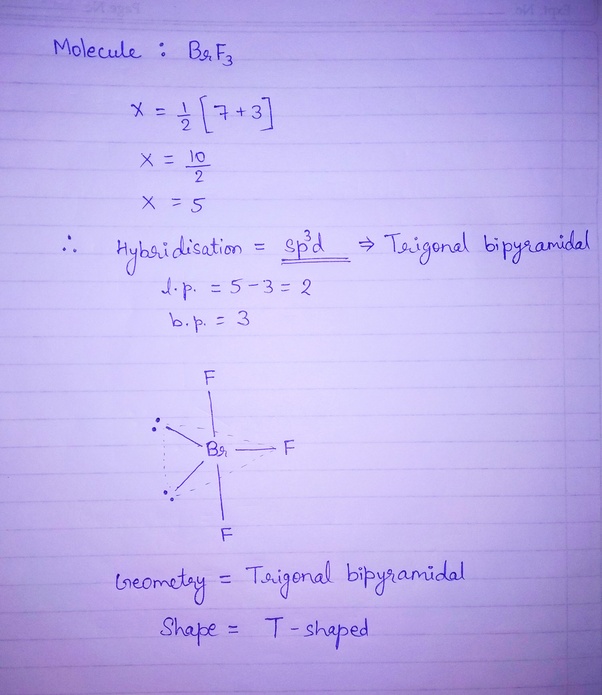 What is the hybridization of BrF3? Quora