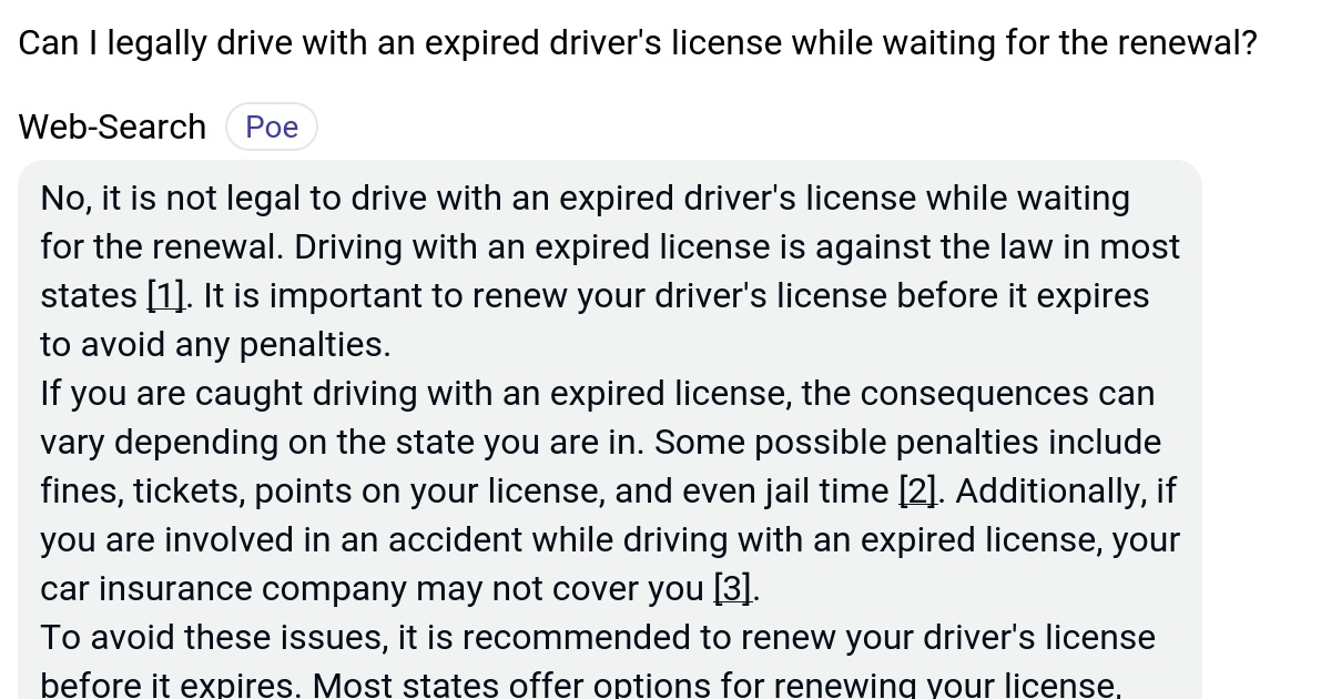 Can I legally drive with an expired driver's license while waiting for