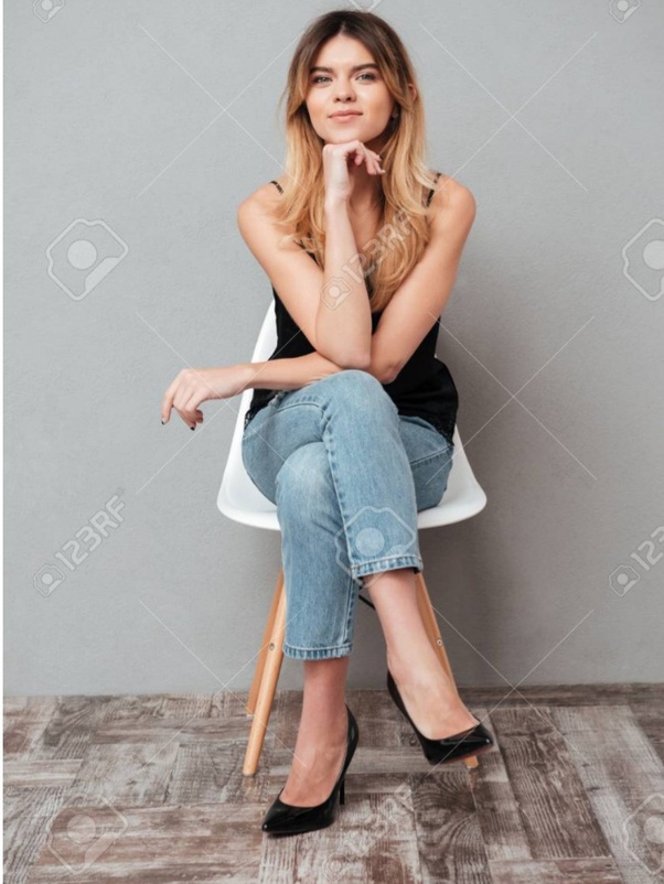 Barefoot Woman Sitting Legs Crossed