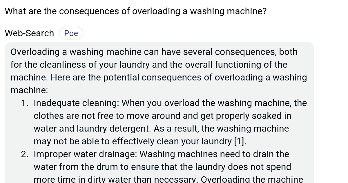 What are the consequences of overloading a washing machine? Poe