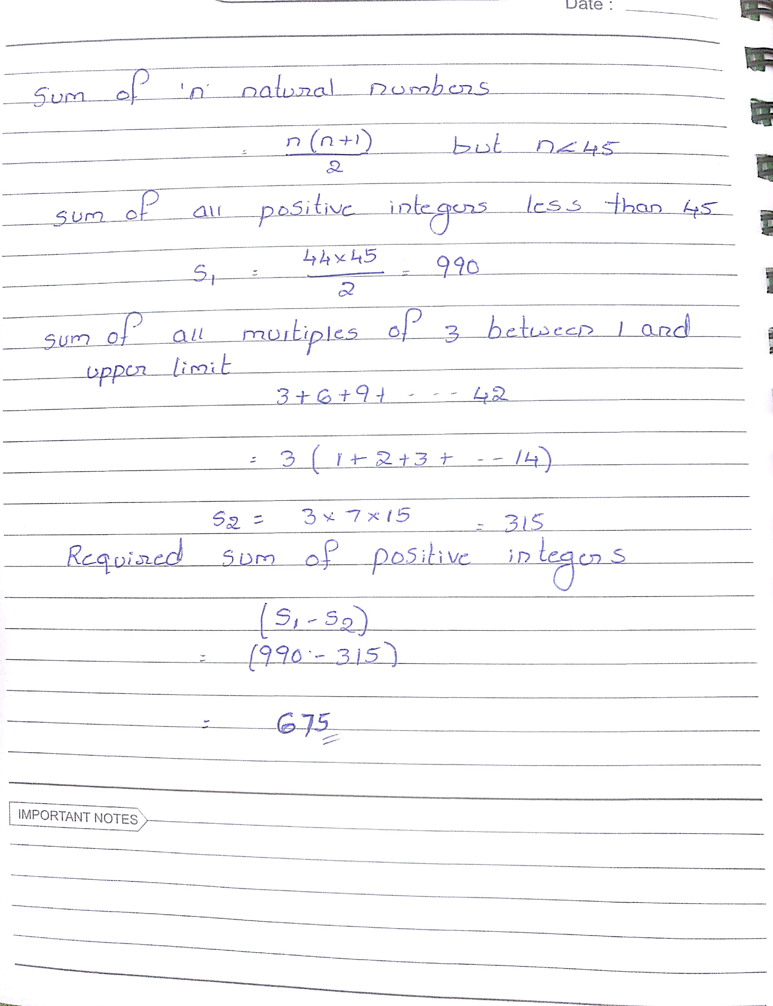 Berapa jumlah semua bilangan bulat positif kurang dari 45 yang tidak habis  dibagi 3? - Quora
