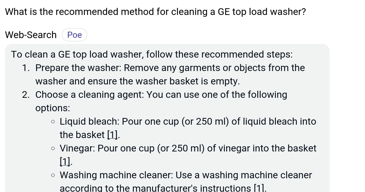 What is the method for cleaning a GE top load washer? Poe