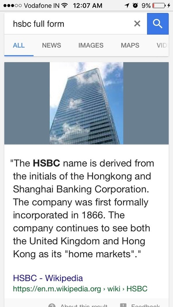 What is the full form HSBC and IDBI bank? Quora