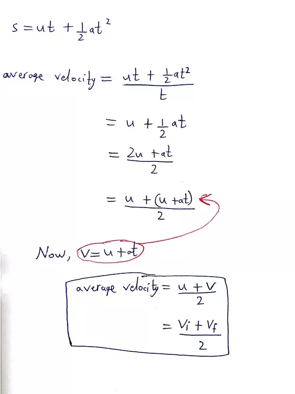 Why is the average velocity formula used in acceleration (Vf+Vi)/2? Quora