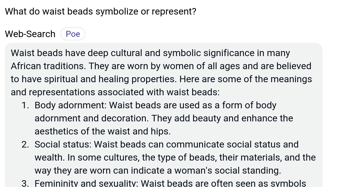 What do waist beads symbolize or represent? Poe