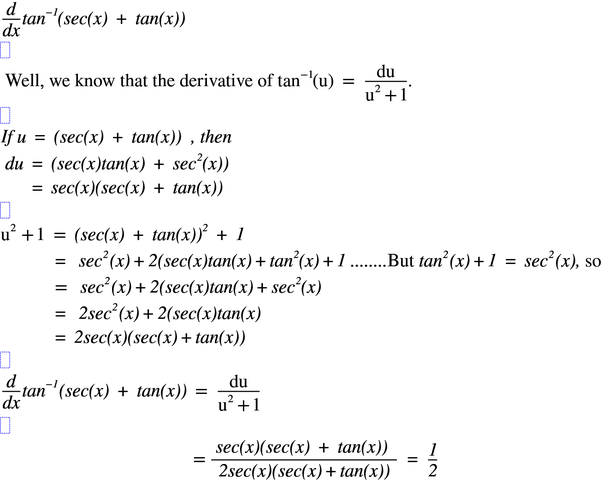 What Is The Derivative Of Tan 1 Sec X Tan X Quora