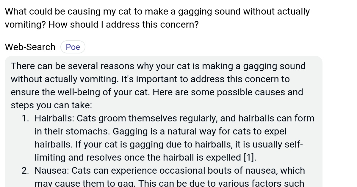What could be causing my cat to make a gagging sound without actually