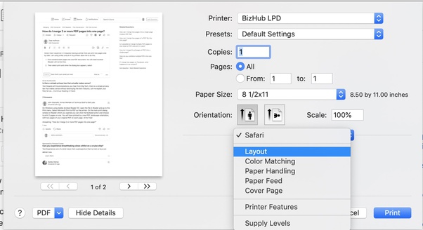 conbine a 2 page PDF into 1 page Adobe Inc.