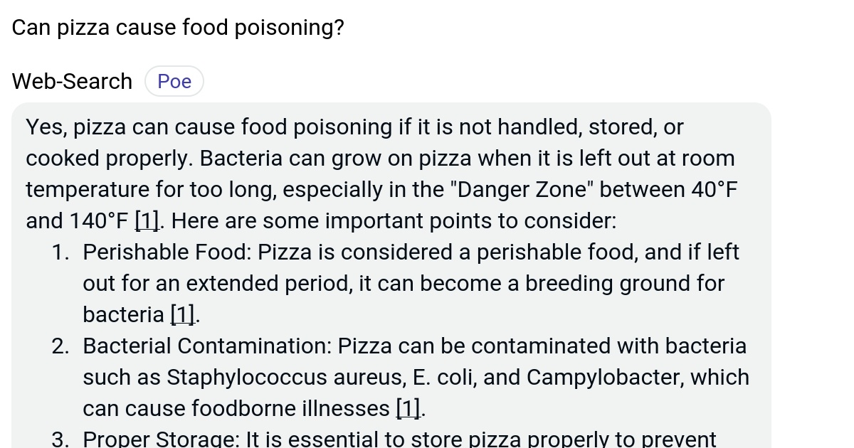Can pizza cause food poisoning? Poe