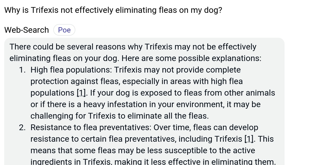 Why is Trifexis not effectively eliminating fleas on my dog? Poe
