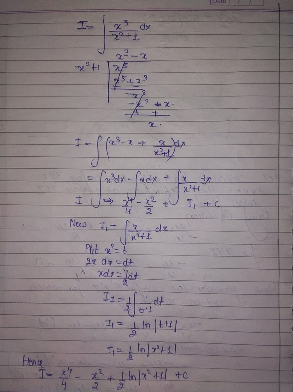 How to solve integral x to the power 5 whole divided by x