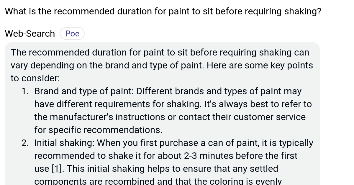 What is the duration for paint to sit before requiring