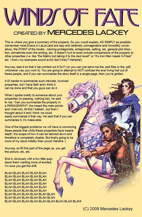 How to write a “one sheet” for pitching a television series Quora