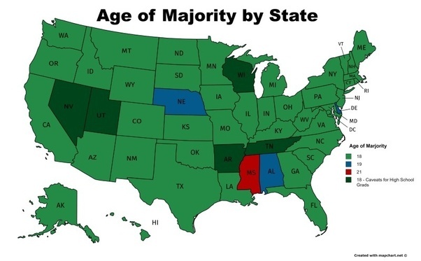 At which age does a child legally Adult in USA/EU to get his