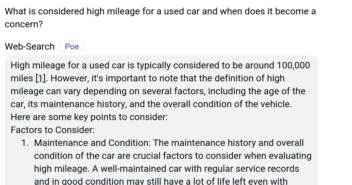 What is considered high mileage for a used car and when does it