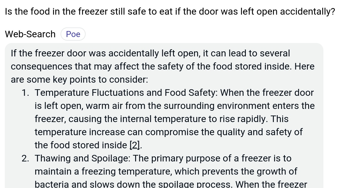 Is the food in the freezer still safe to eat if the door was left open