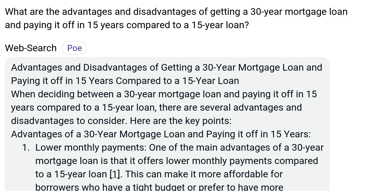 What are the advantages and disadvantages of getting a 30year mortgage