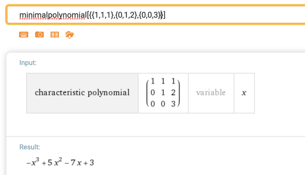Where can I find an online minimal polynomial calculator for an up to a