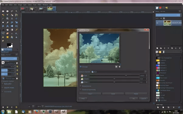 How to replace the red color channel with the blue channel in Adobe