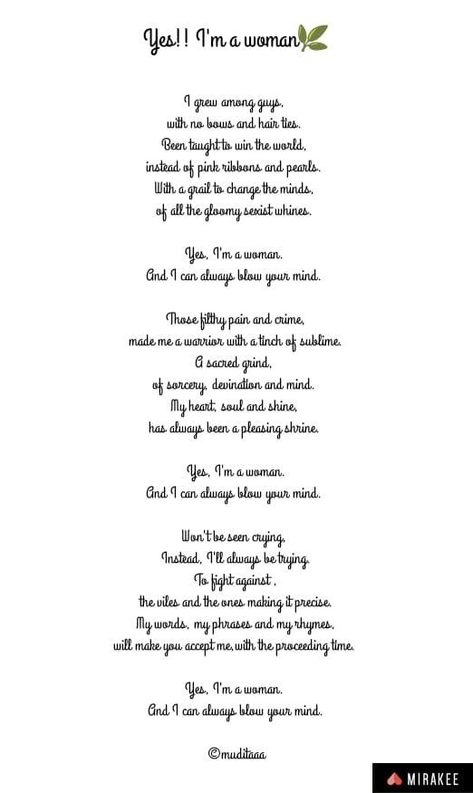 Do you have any poem written by yourself on women