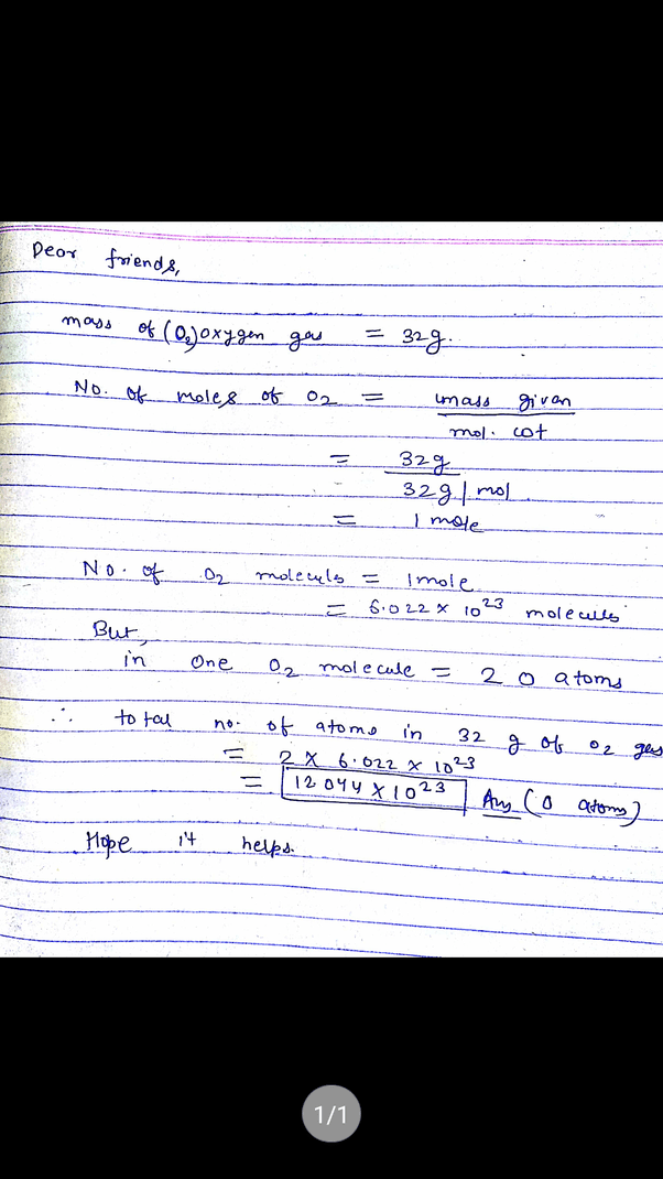 How many atoms are present in 32g of oxygen gas? Quora