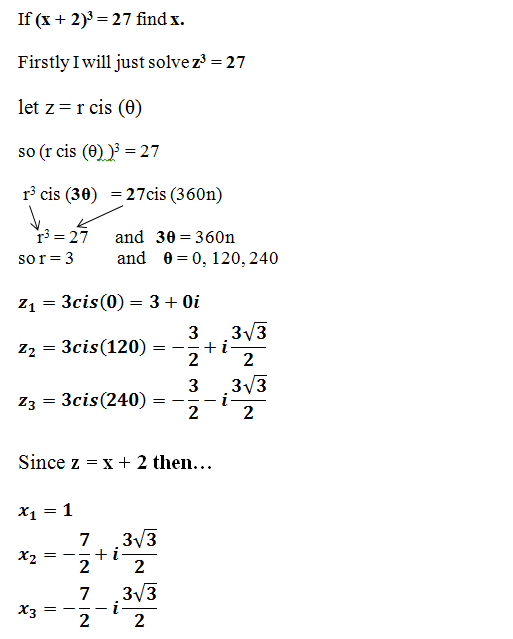If [math](x+2)^3 = 27[/math], what value of [math]x[/math] will satisfy